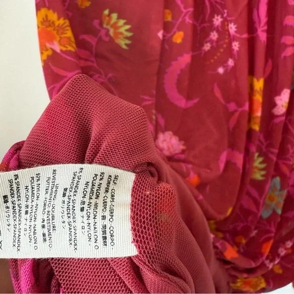 Free People Wildflower Honey Blouson Peasant Top Berry Floral Size Small - Picture 8 of 9